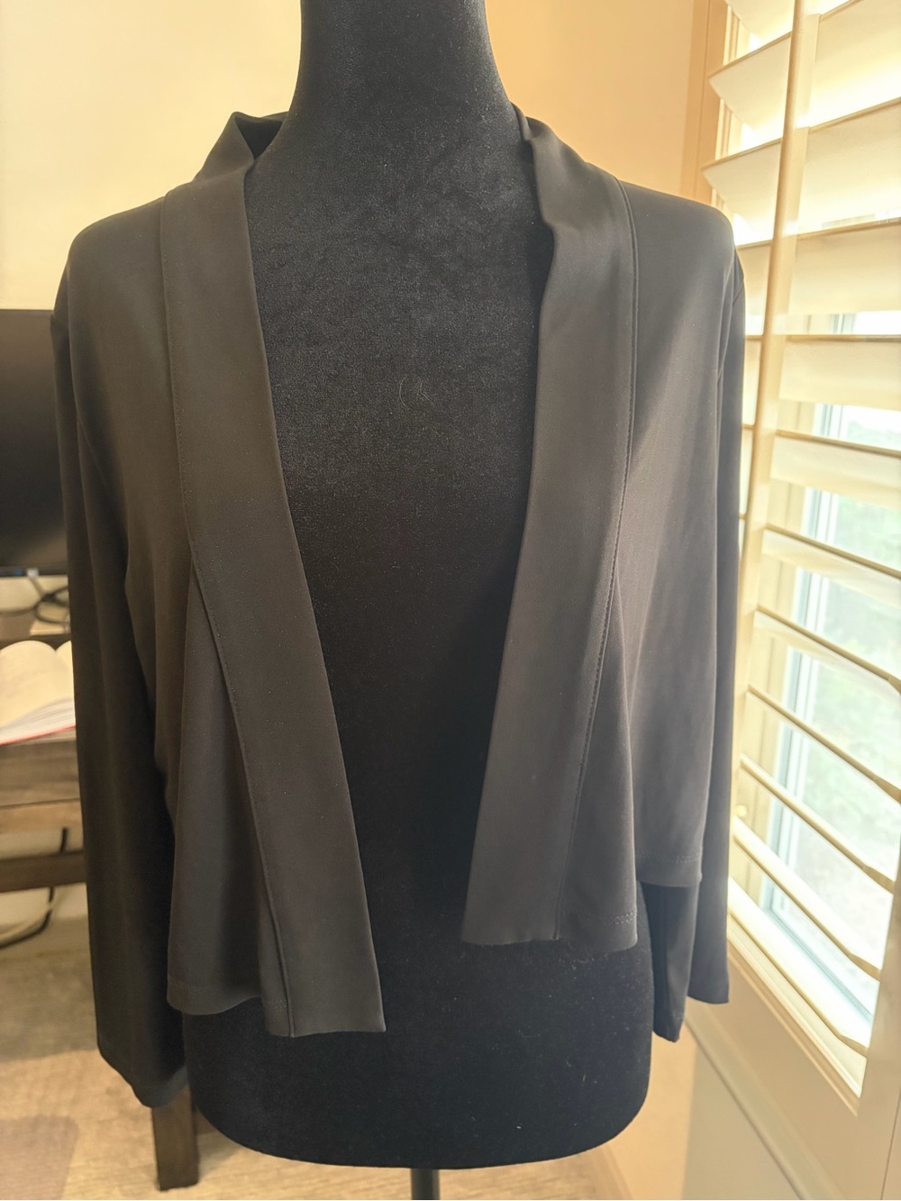 Calvin Klein Black Open-Front Draped Jacket